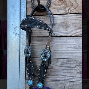 Headstall- black and turquoise